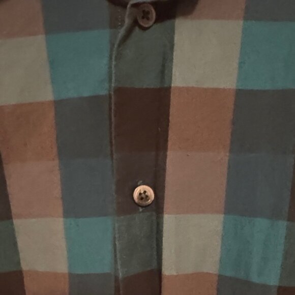 Express Men's Casual Plaid Shirts - Teal and Navy - Picture 3 of 8